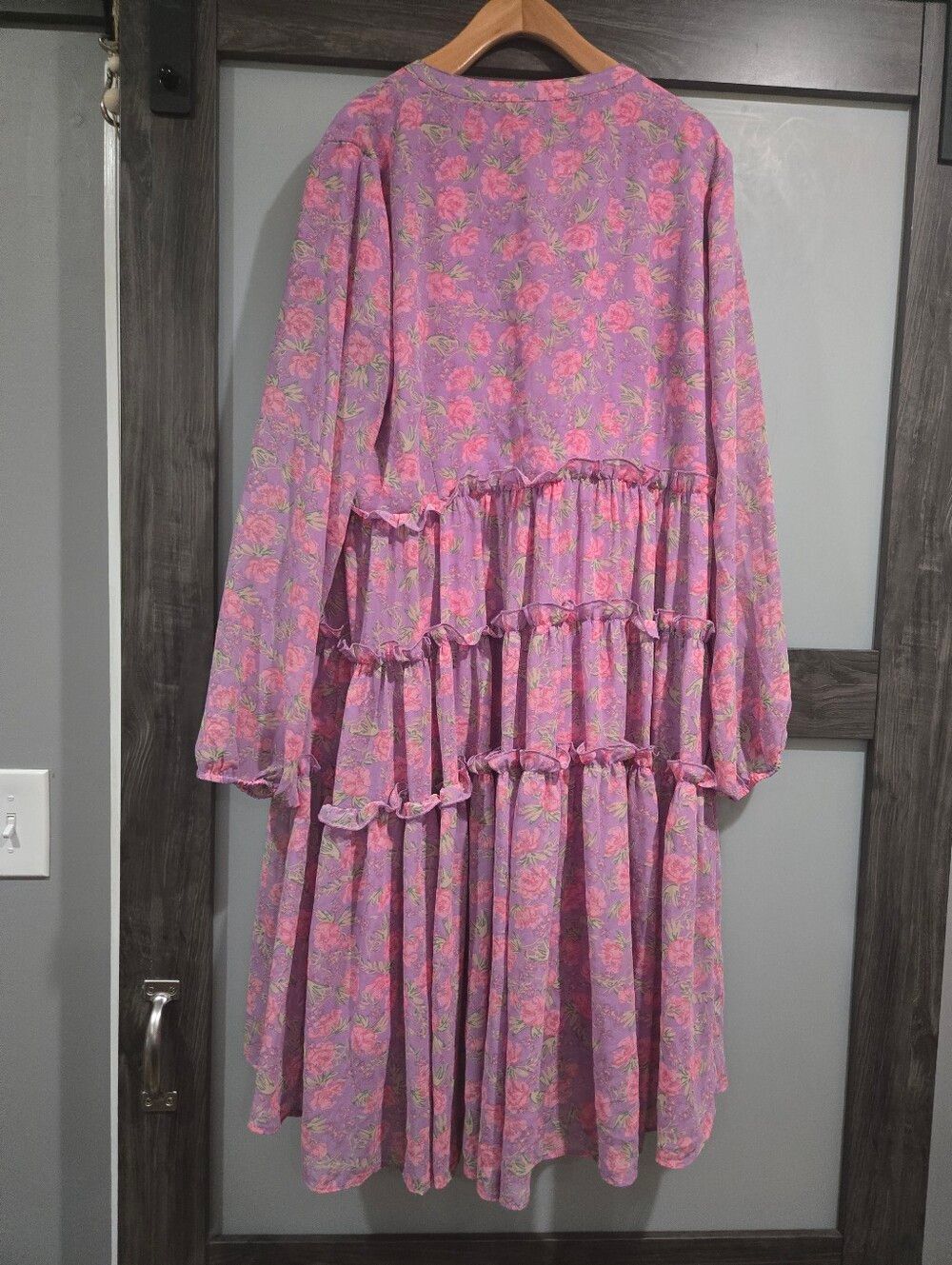 Ivy City Co. Lydia Dress Purple Pink Floral Tiered Size XXL - Picture 3 of 7